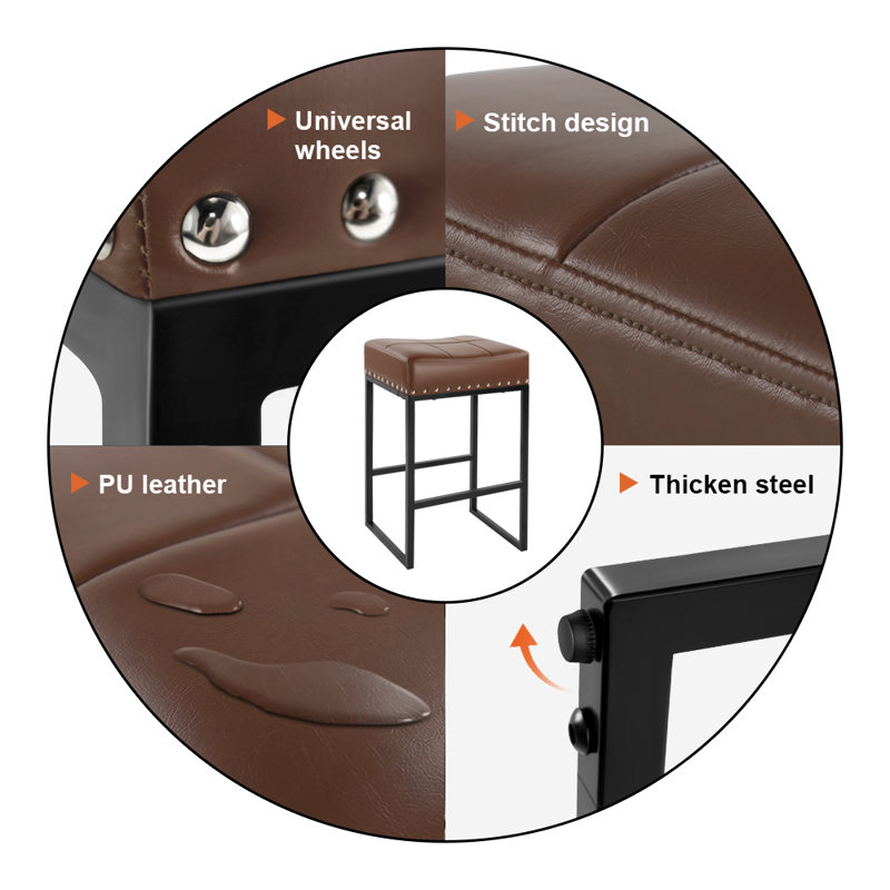 Missick 24.6'' Short Counter Stool Bar Stools Bar Chairs Counter Height Stools Saddle Stools with Curved Surface Kitchen Stools