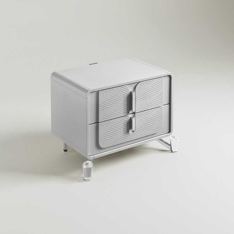 Avaline Modern 28" W Solid Wood No Assembly Required 2 Drawer Nightstand with Acrylic Leg 