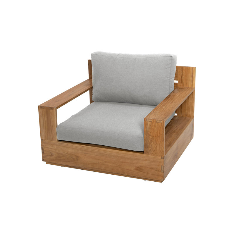 Fauteuil club avec repose-pieds Pacific Teak, Granit