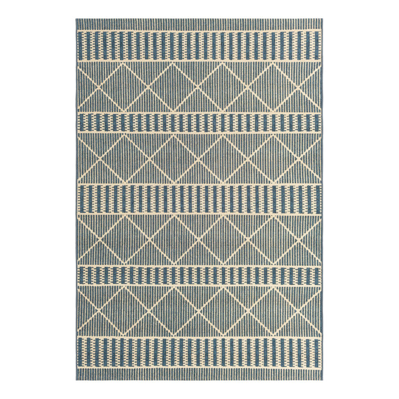 Blue Dalyan Indoor/Outdoor Trellis Rug, Rectangle 5 pi 3 po x 8 pi