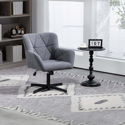 Velvet Desk Chair No Wheels Comfy Computer Task Chair Metal Legs Upholstered Accent Arm Chair