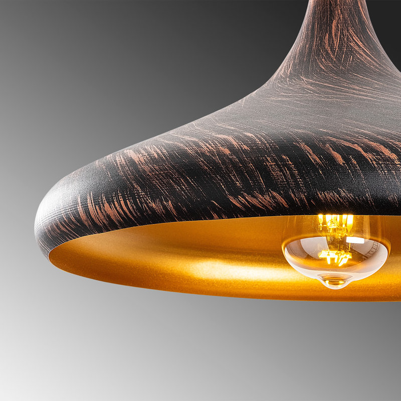 Adjustable Height Single Pendant With Metal Cap, Black