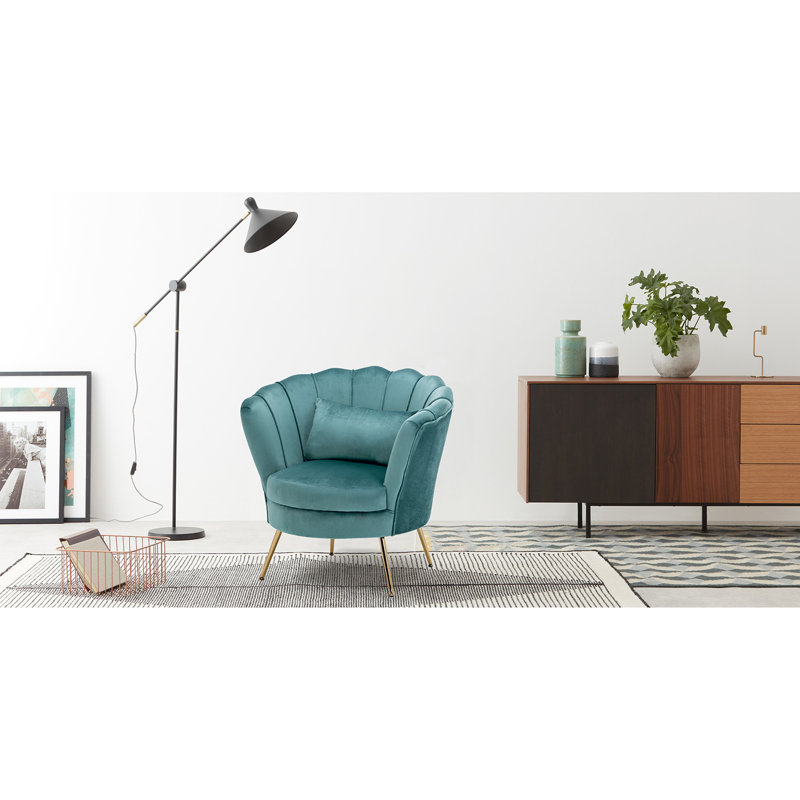 Aceves Velvet Barrel Chair, Blue