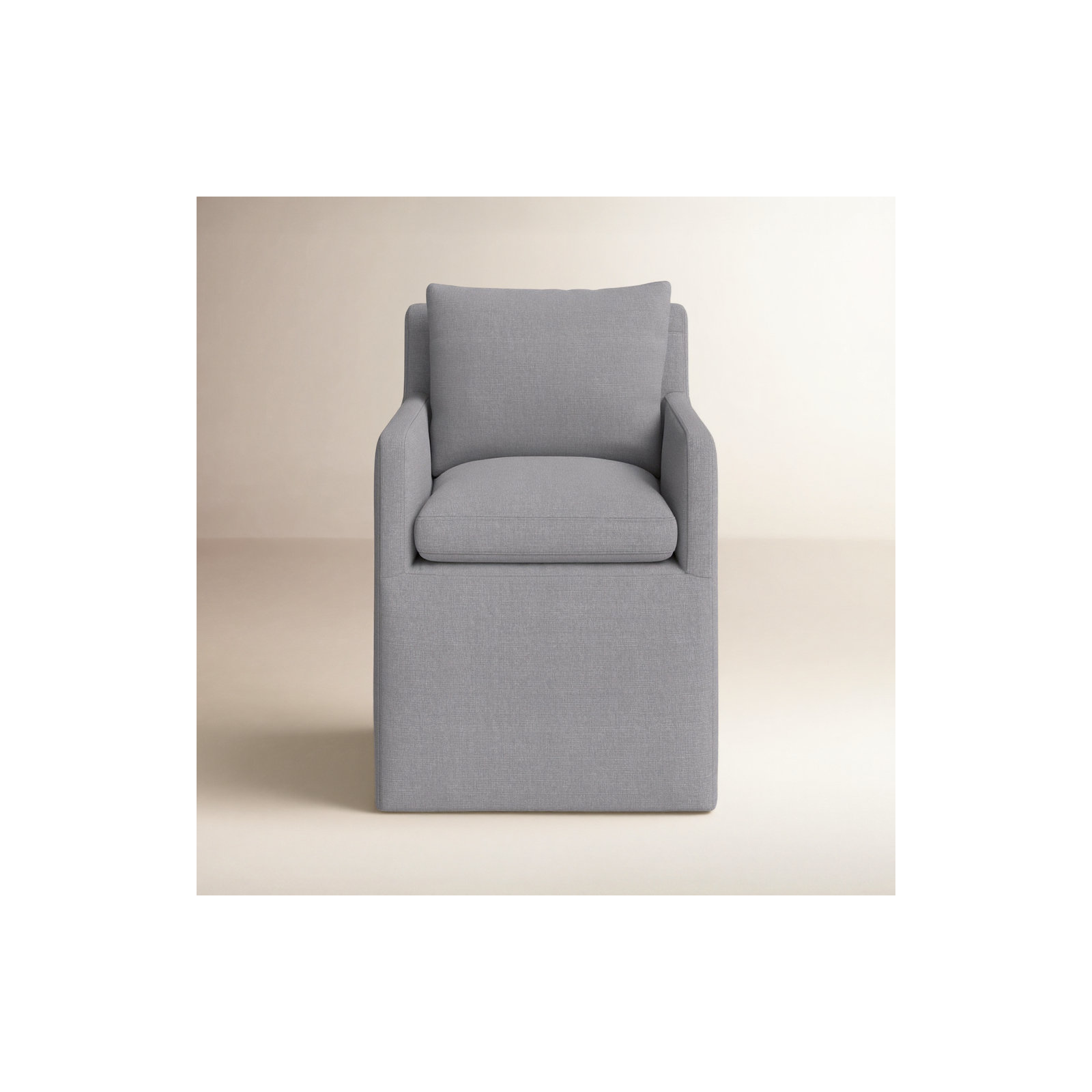 Alayaa Upholstered Arm Chair, Effie Gray Performance Linen
