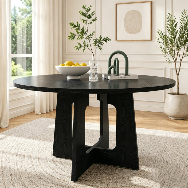 Table de salle à manger 47,3 pouces pour 4 à 6 personnes, Noir antique