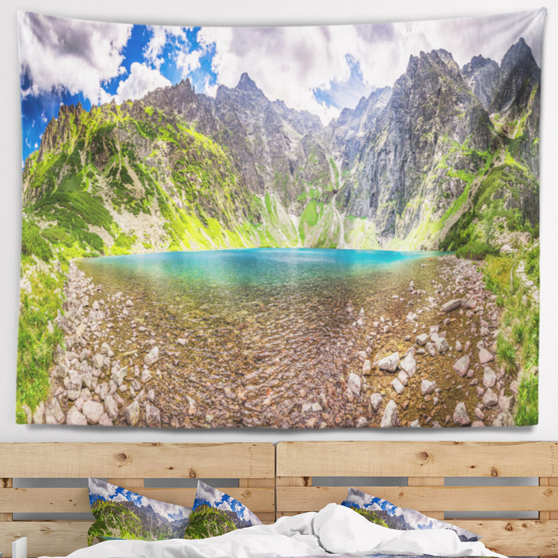 Paysage des tatras lac vue panoramique tapisserie, H 32 po x l 39 po