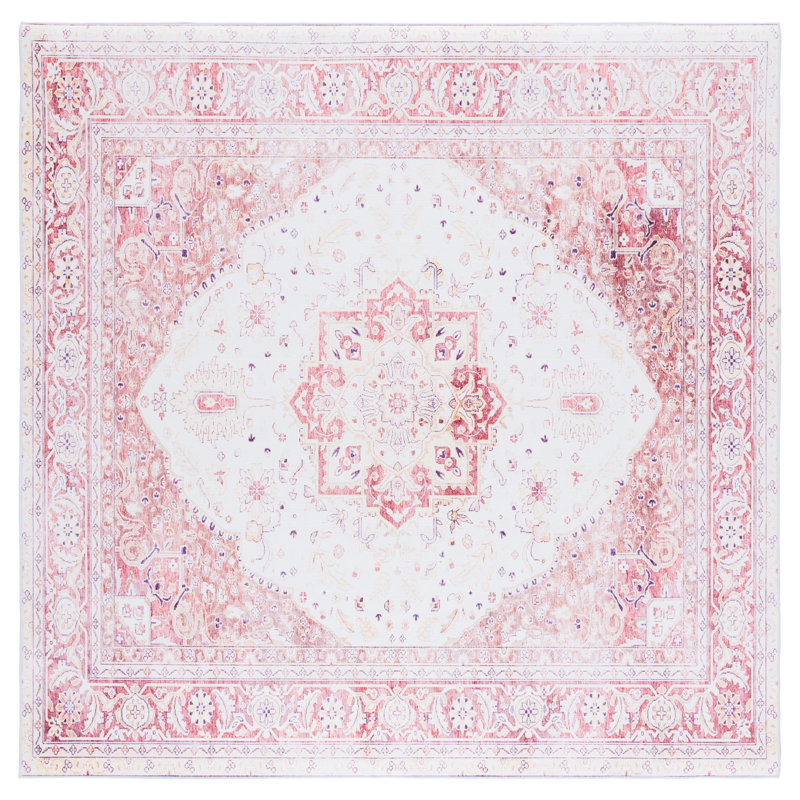 Sonia Oriental Beige/Rust Area Rug, Square 4'
