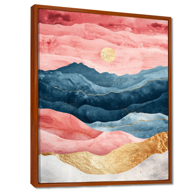 Baragrey, rose, bleu, paysage audacieux, montagnes audacieuses III - Montagnes, impressions encadrées, H 40 po x l 30 po
