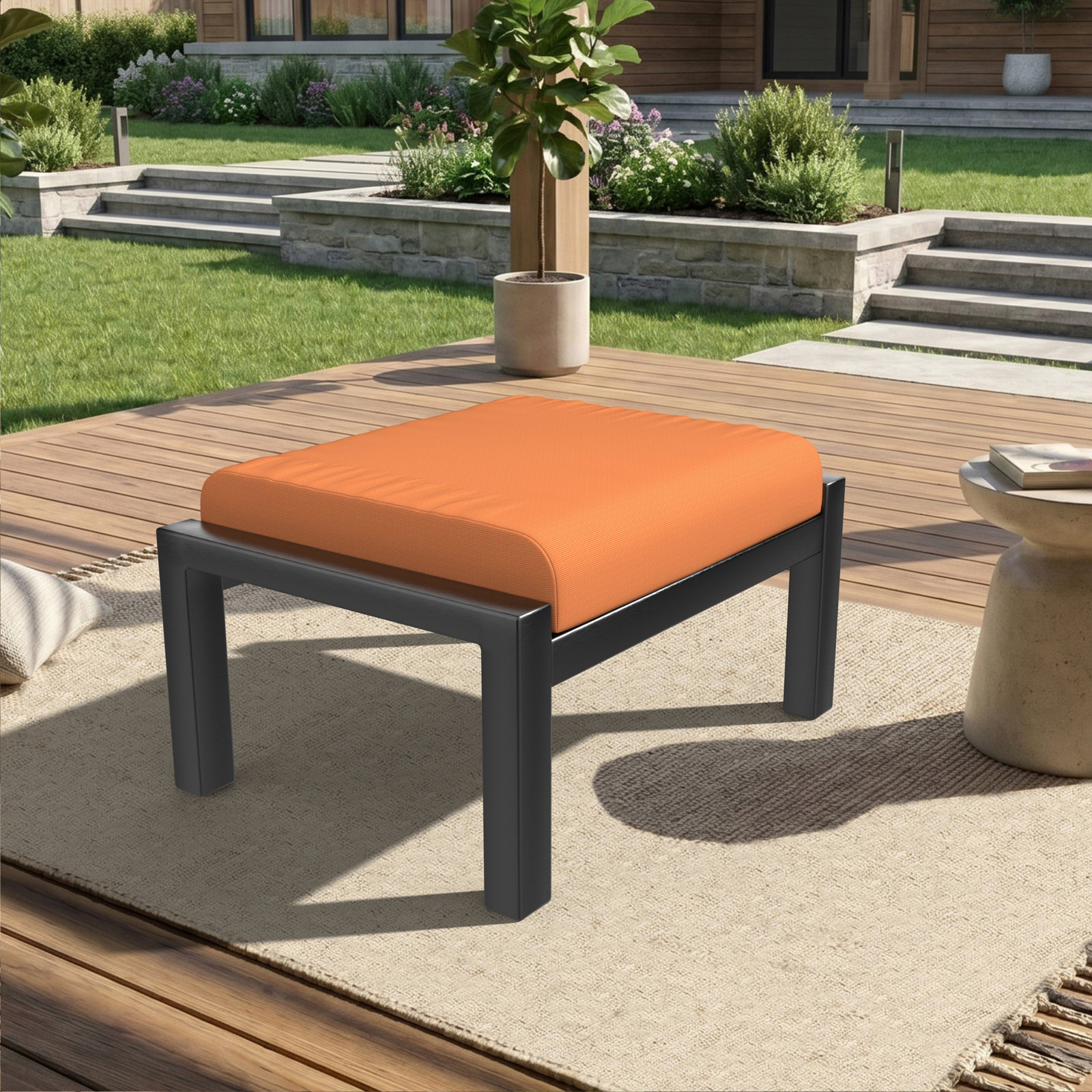 Sunbrella® Seat Cushion, Sunbrella® Canvas Tangerine, 22" W x 20" D