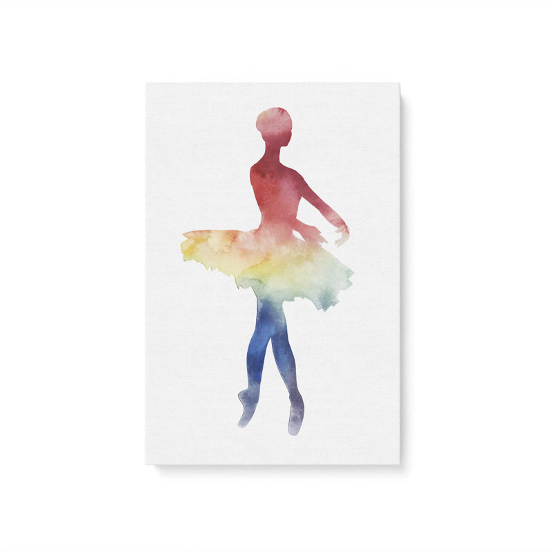 Silhouette arc-en-ciel aquarelle ballet III, Toile tendue, H 30 po x l 20 po, Toile tendue