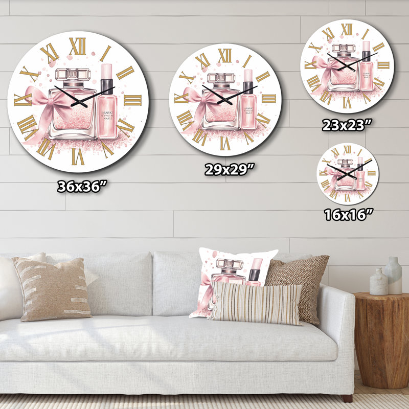 Horloge murale en métal rose, Petit
