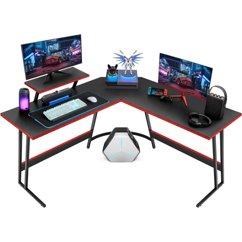 L Shaped Corner Computer Desk, Black, 27.5" H x 51" W x 51" D