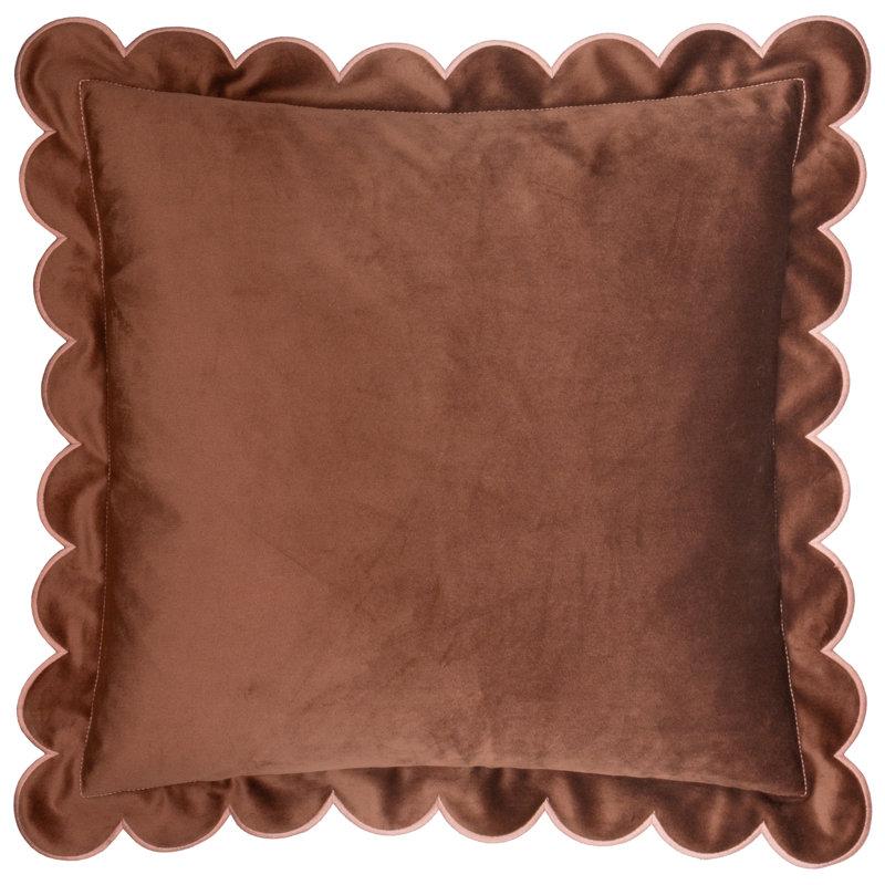 Lil Scallop Square Cushion, Brown/Beige, Pillow Cover Only - No Insert