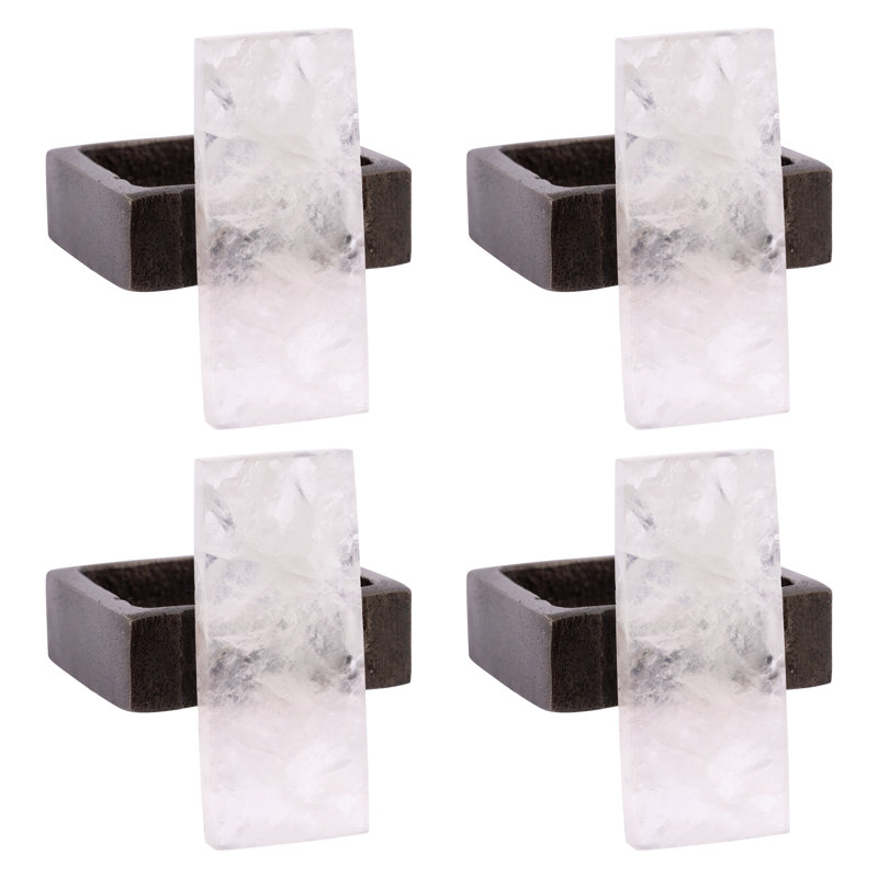 Rond de serviette cristal de roche transparent S / 4 (S22)