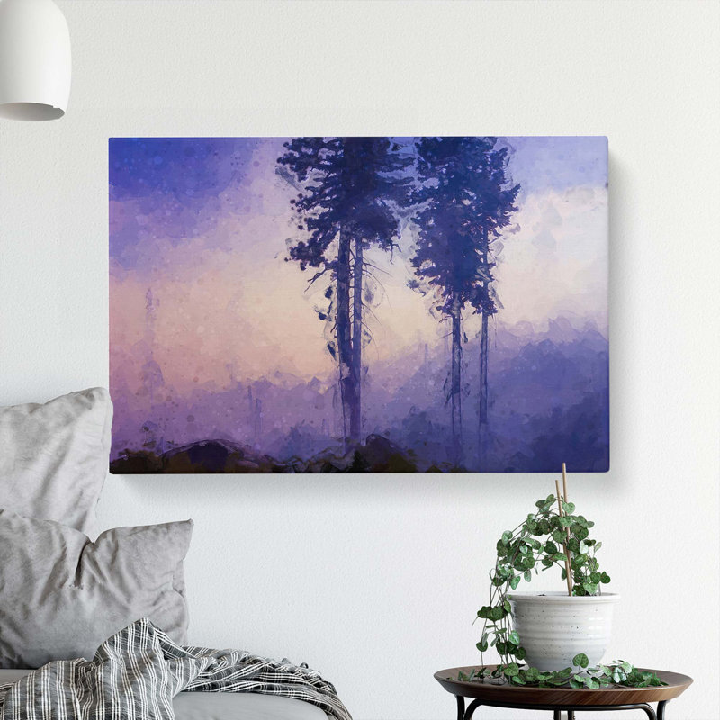 Trees In The Mist In Abstract - Wrapped Canvas Painting, 60cm H x 91cm W x 3cm D