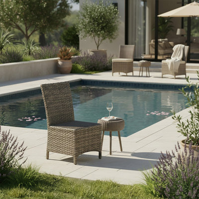 Universal Armless Dining Chair, Willow Flat Wicker All-Weather Outdoor Furniture with Rust-Free Aluminum Frame for Patio Furniture and Dining Chairs (24" L x 24" W x 35.5" H)