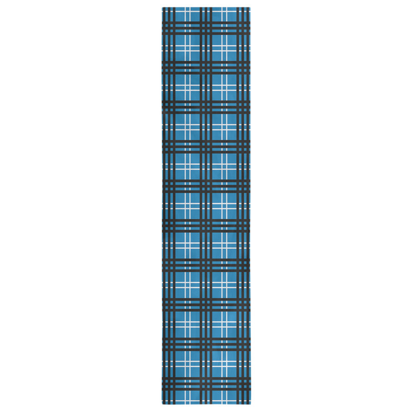 Paid Polyester Table Runner, 90" L x 16" W, Honolulu Blue/White/Black