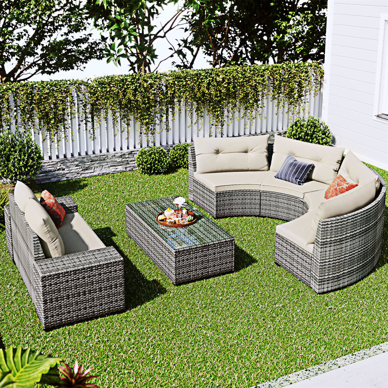 Ensemble de canapé modulaire en osier 8 pièces 8 pièces, Beige