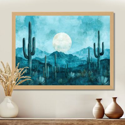Tableau encadré Cactus Teal Desert Moonlight Breeze