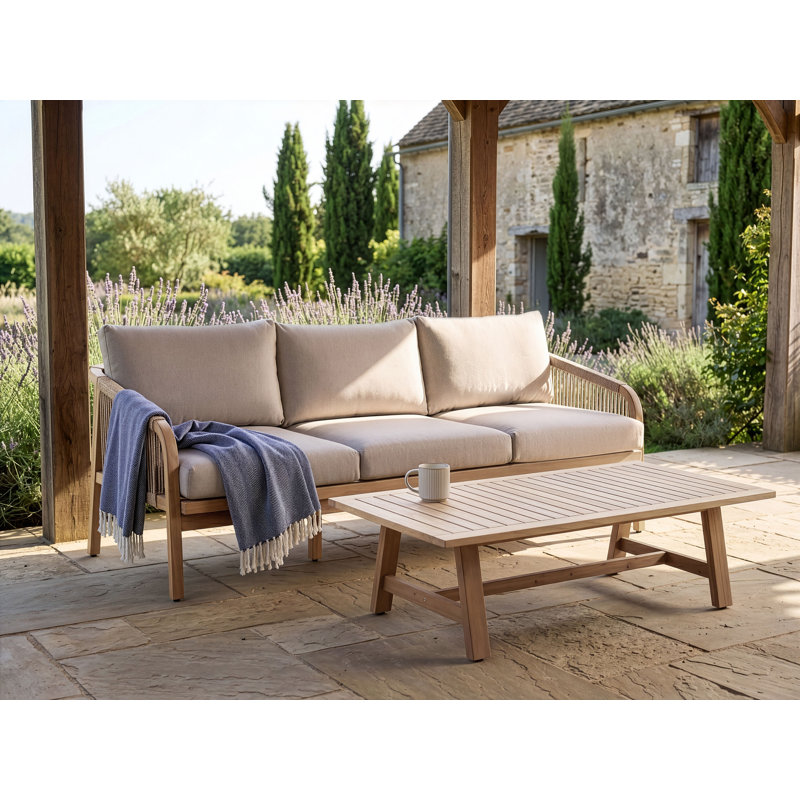Garden Sofa with Table 3 Seater SUMBA Acacia Wood Light Brown