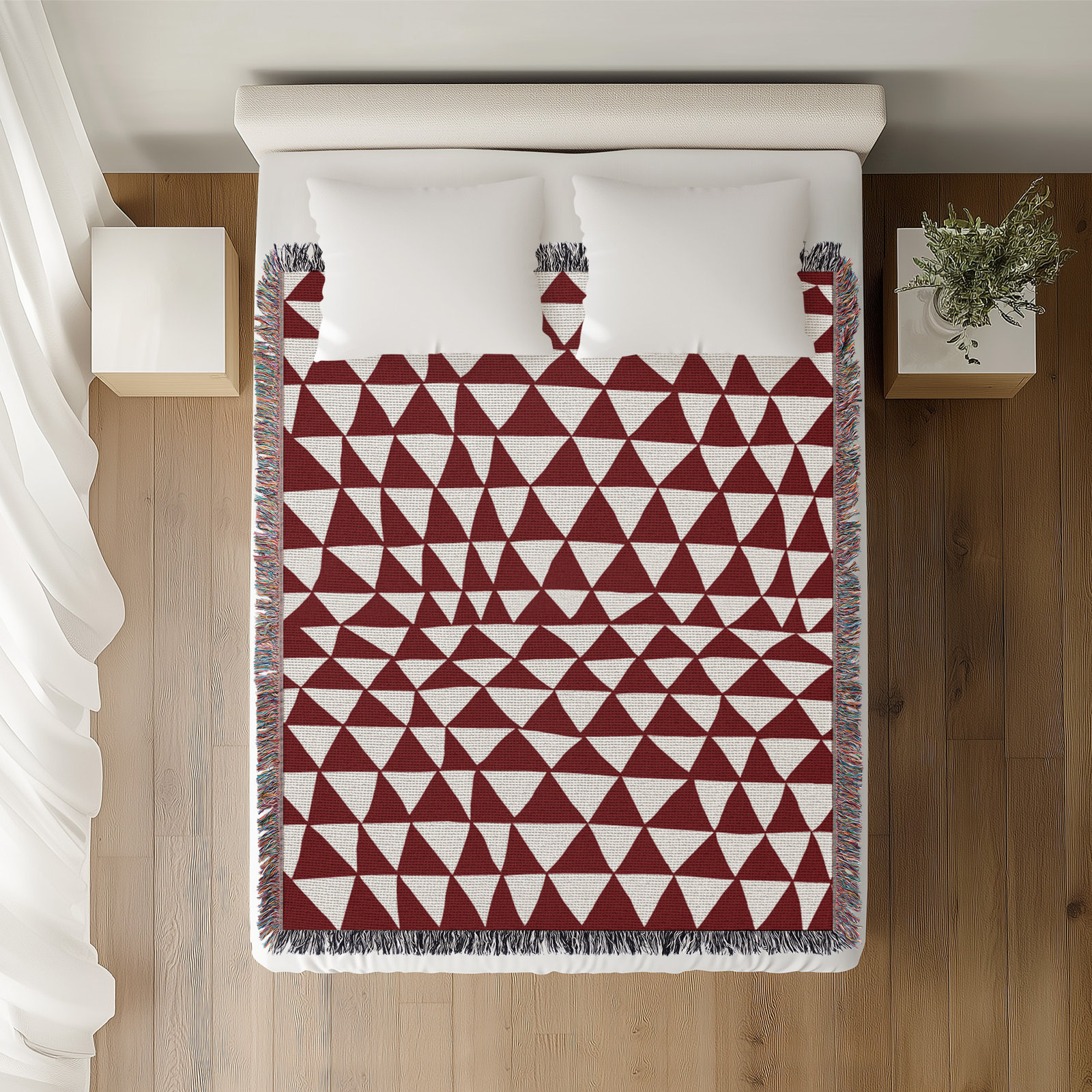 Kelia Cotton Throw Blanket, 50" x 70" – Full/Double, Navy Red
