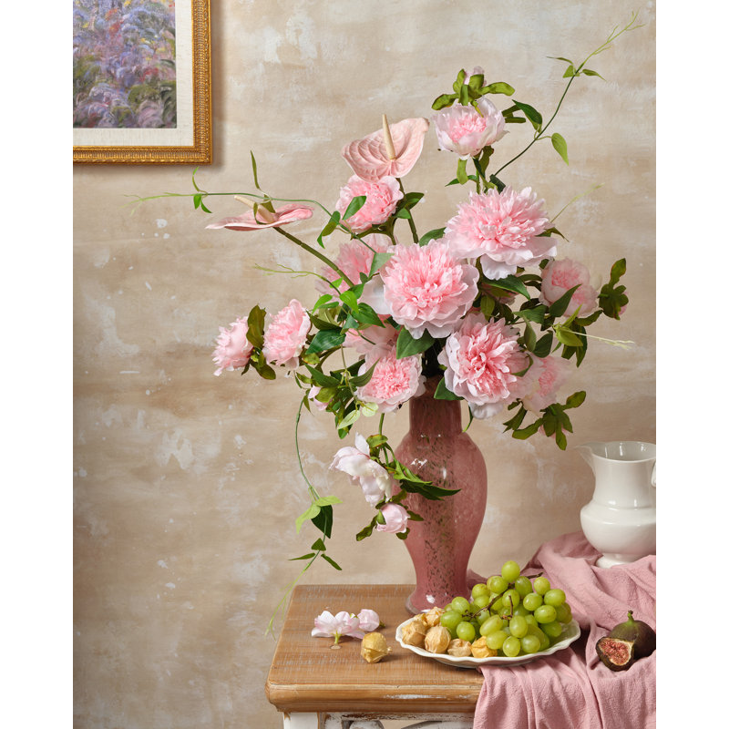 Fleurs de pivoines artificielles 17 "pour la maison, Rose