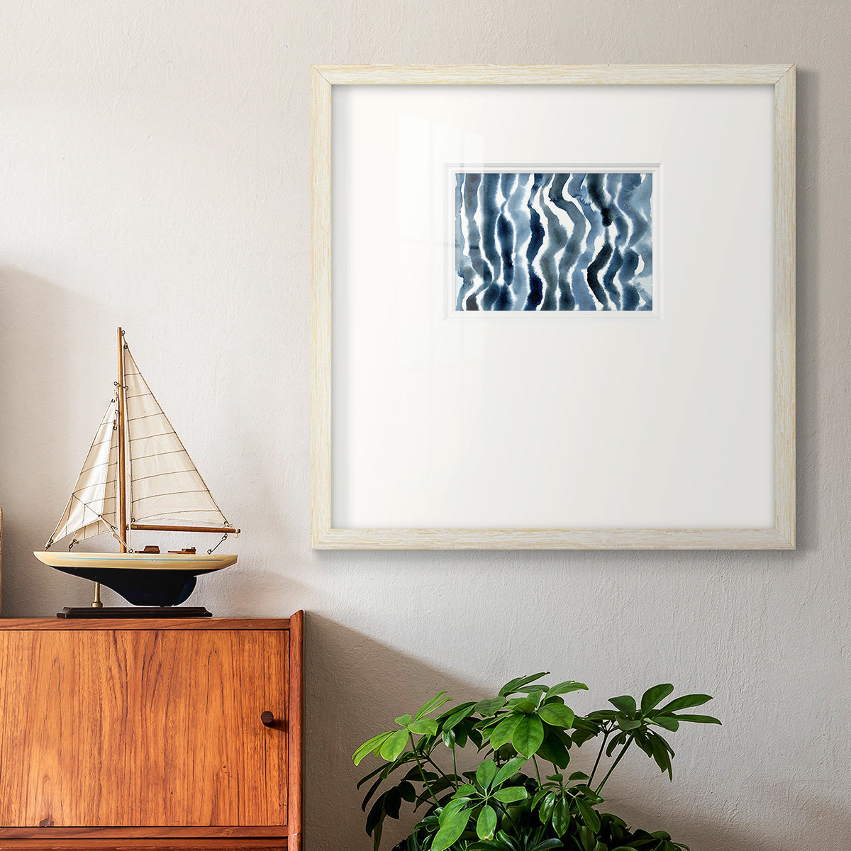 Ivy Bronx Efaz True Blue Wave II Framed On Paper Print