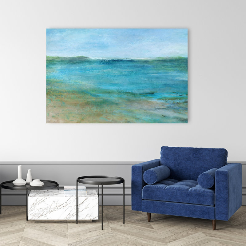 «Brilliant Blue Beach Contemporary Beach», reproduction d'art mural, 40" H x 60" W