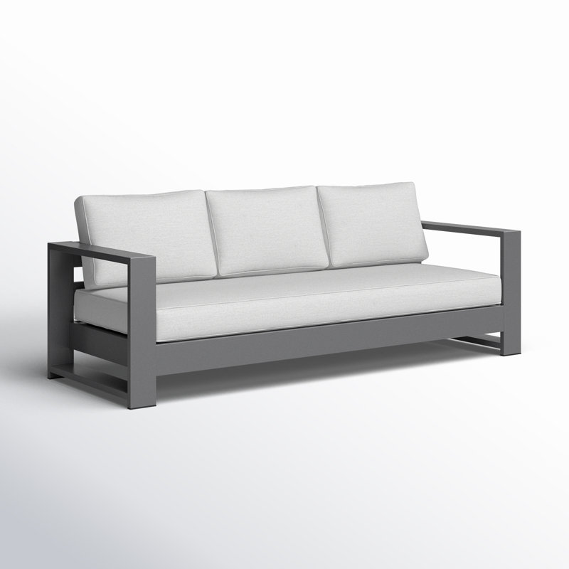 Hoyt 92.52” Outdoor Aluminum 3-Seater Sofa, Gray, Light Gray