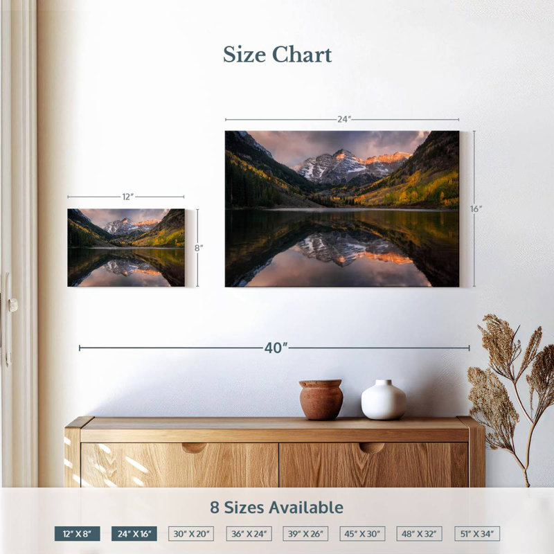 Paysage de montagne Alvord Maroon Bells, H 16 po x l 24 po