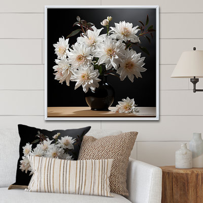 Reproduction d'art sur toile, "Chrysanthèmes noir et blanc"
