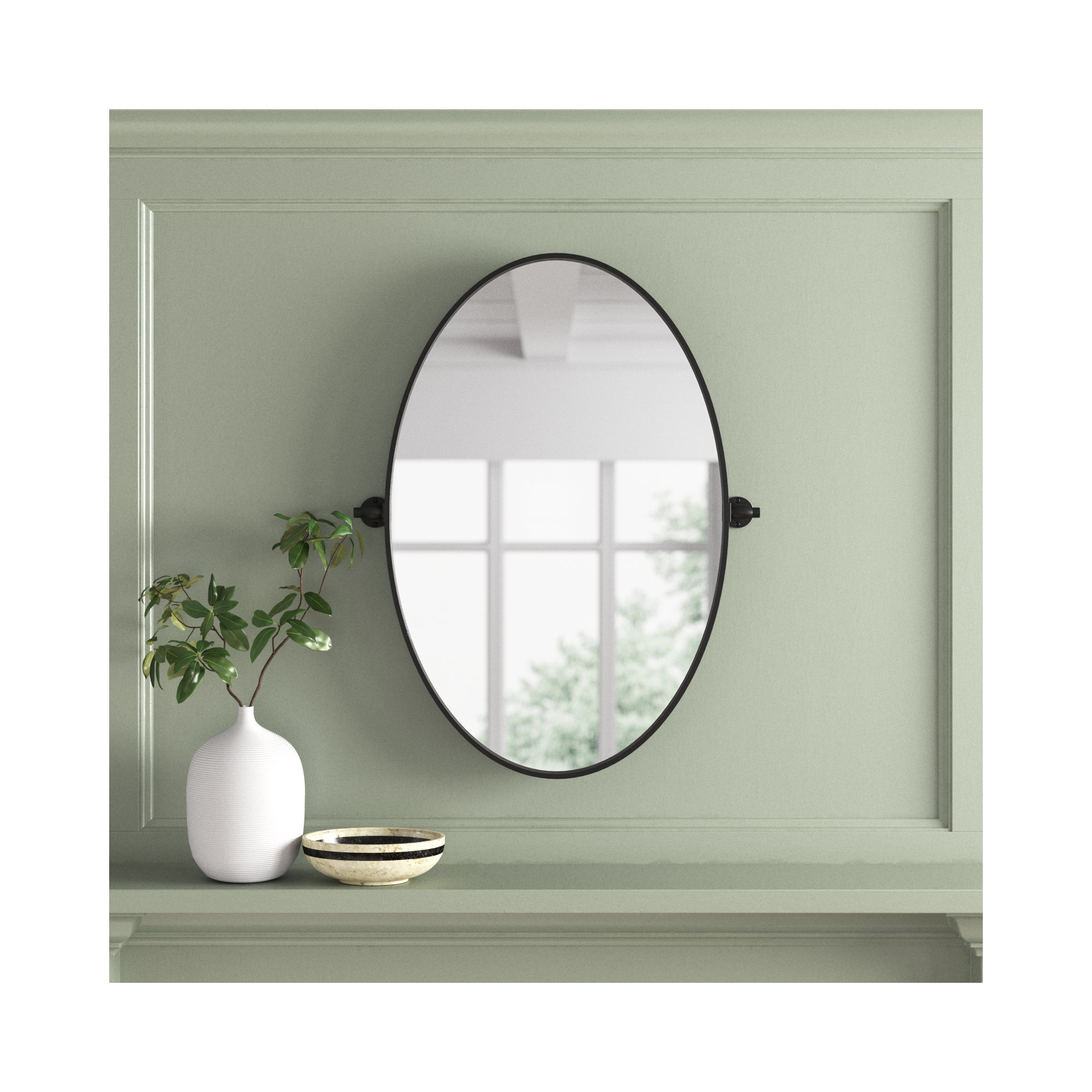 Belfield Metal Wall Mirror, 24" x 24", Black