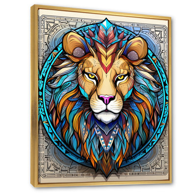 Portrait d'un lion sauvage, illustration contemporaine sur toile
