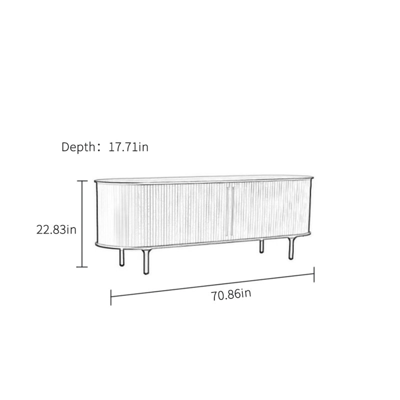 Simple design solid wood TV cabinet, 70.86''