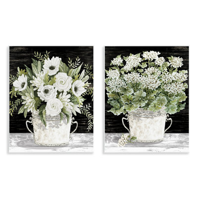 Ensemble de 2 plaques murales Country Country Tins of Flowers par Cindy Jacobs
