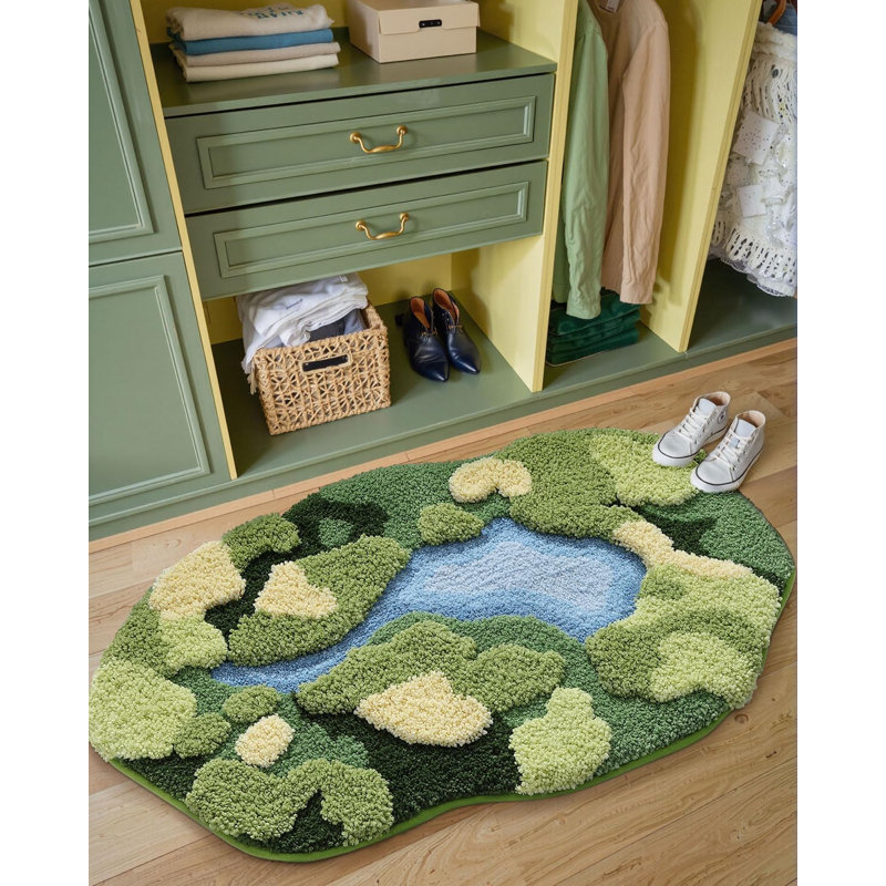 Tapis de bain, tapis de salle de bain vert doux ultra épais