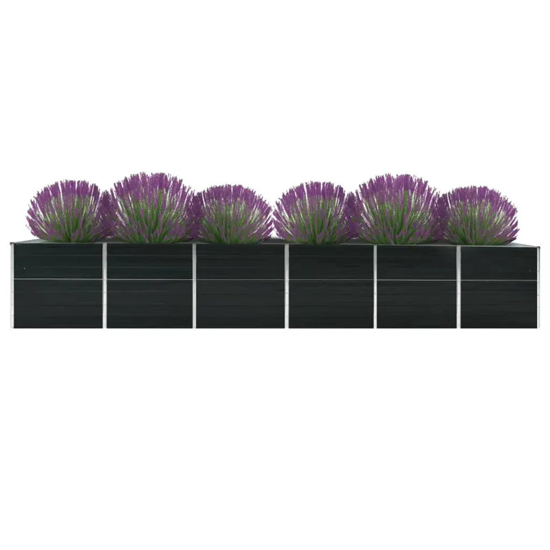 Eilish Metal Raised Flower Bed, 77cm H x 480cm W x 80cm D, Anthracite