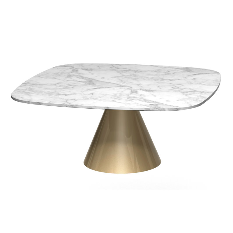 Bedminster Pedestal Coffee Table, Brown, Brass