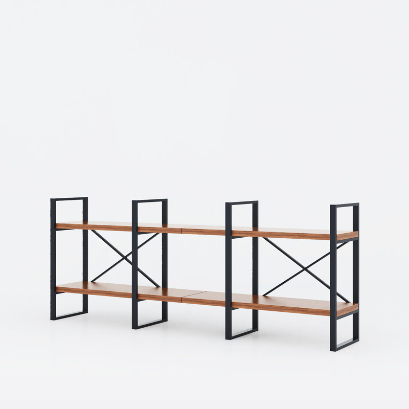 Étagère à livres en acier Tiyana H 28,35 "x l 70", Brun