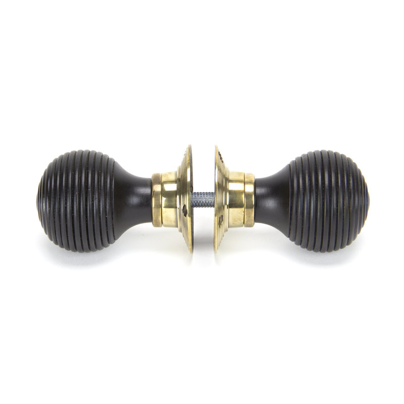 Beehive Door Knob, Ebony / Aged Brass