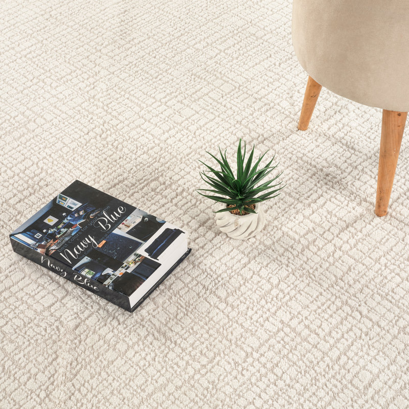 Harper Ivory & Beige Geometric High-Low Modern Rug, Ivory/Beige, 2'0" x 6'0"