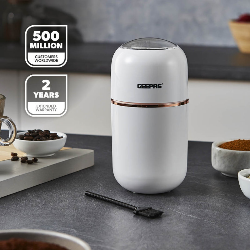 Geepas Stainless Steel Electric Blade Coffee Grinder, White
