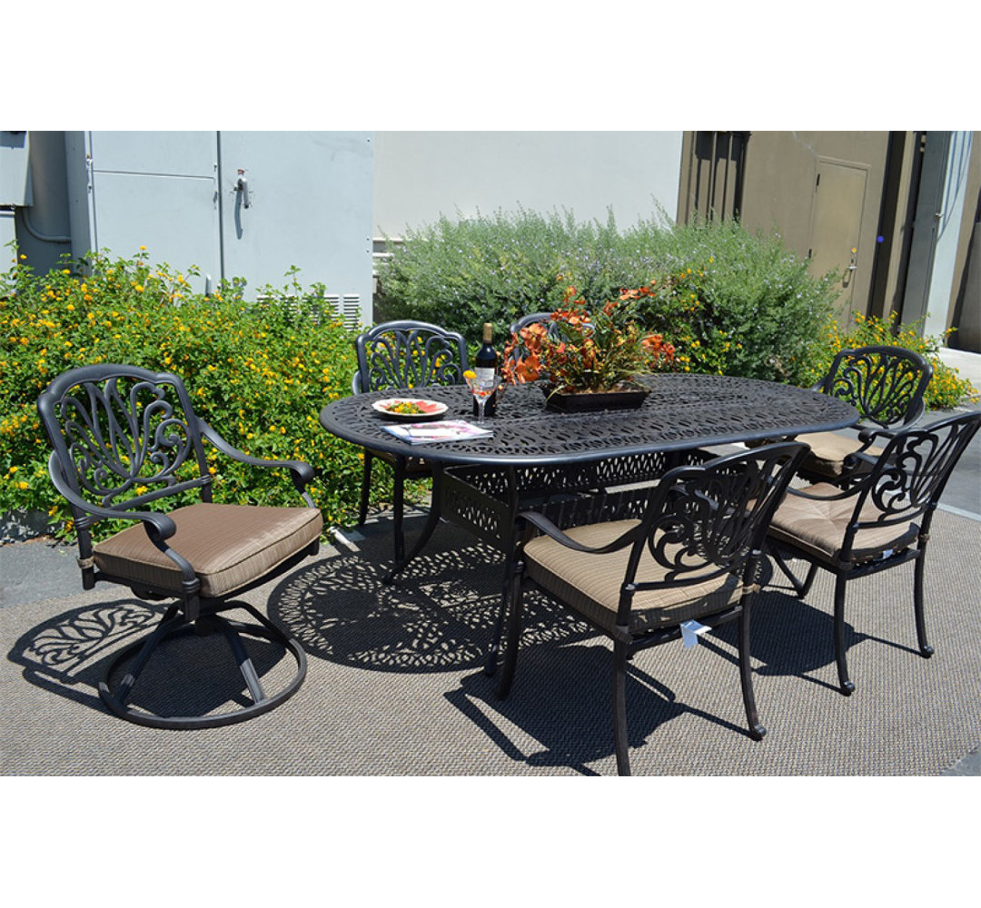 Allene 6 - Person Patio Dining Set with Oval Table , Cushions Included Lark Manor™