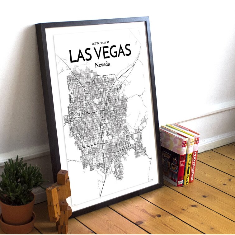 Las Vegas City Map On Paper Print