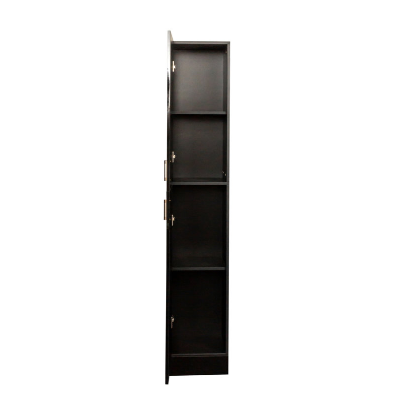 Armoire autoportante avec tablettes réglables et deux portes pour la cuisine et la salle à manger, Noir