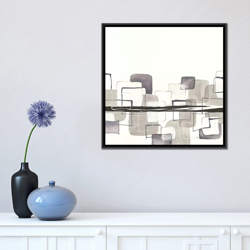 « placids i », impression sur toile, H 18 po x l 18 po x P 1,5 po, Toile avec cadre noir, Pas de tapis