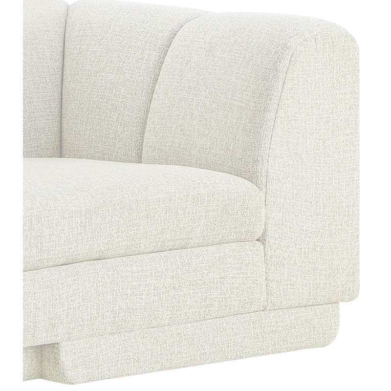 Chaise avec accoudoirs droit en tissu Chiquita, Tissu crème, Orienté à droite
