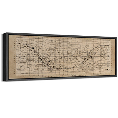 Rétro, carte du monde, carte du monde, art mural horizontal, art mural panoramique abstrait, décoration de salon