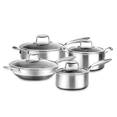 Nutrichef 8 Piece Stainless Steel Non Stick Cookware Set