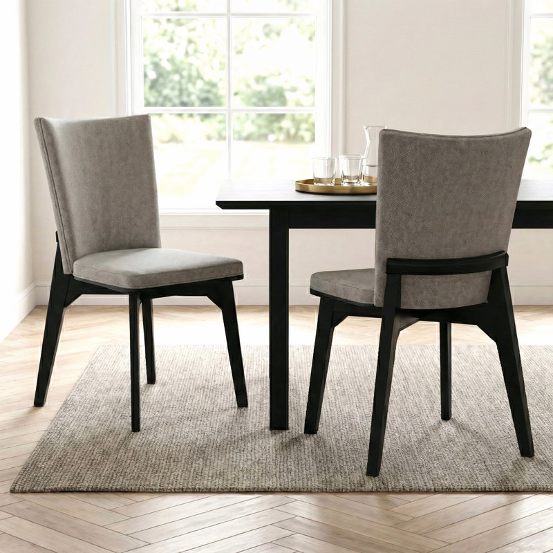 Chaises de salle à manger rembourrées en bois massif de 35,4 po de hauteur Avella (ensemble de 2)
